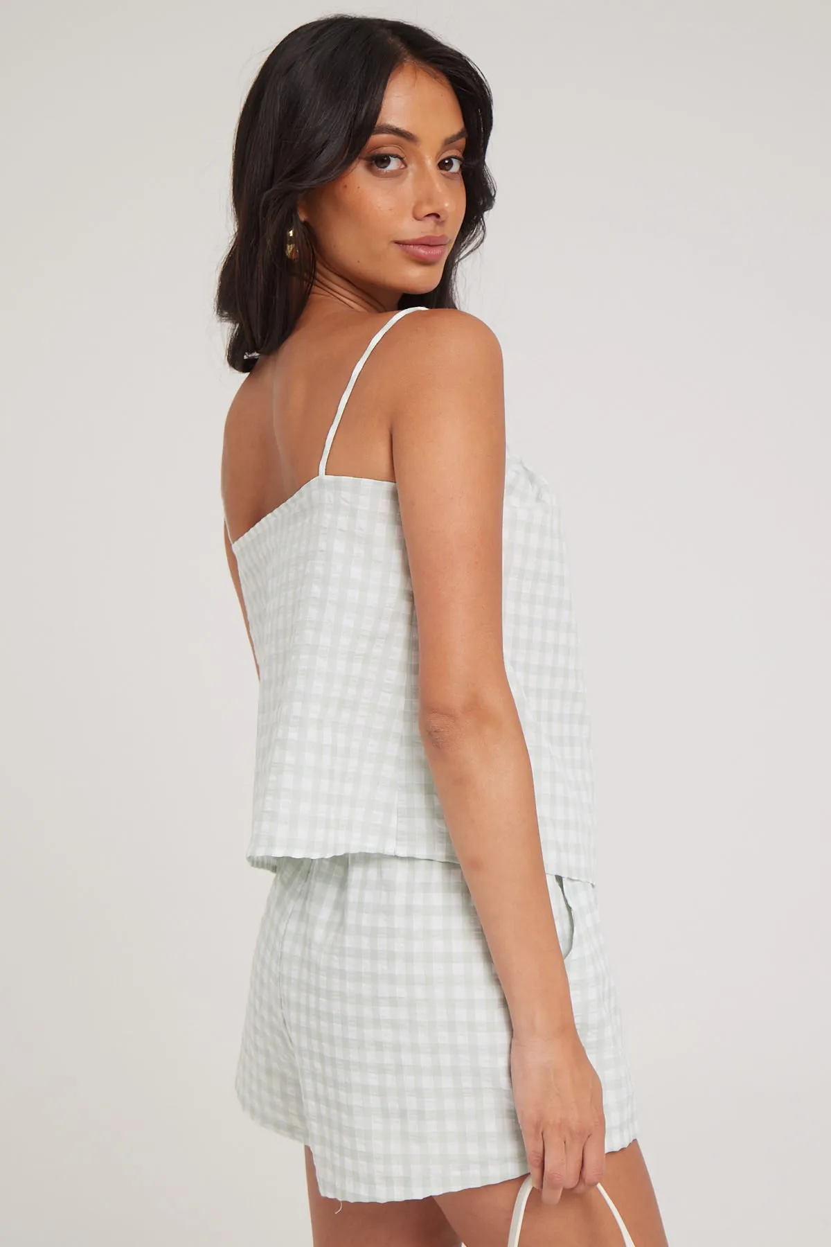 Luck & Trouble Gretta Gingham Cami Green Print