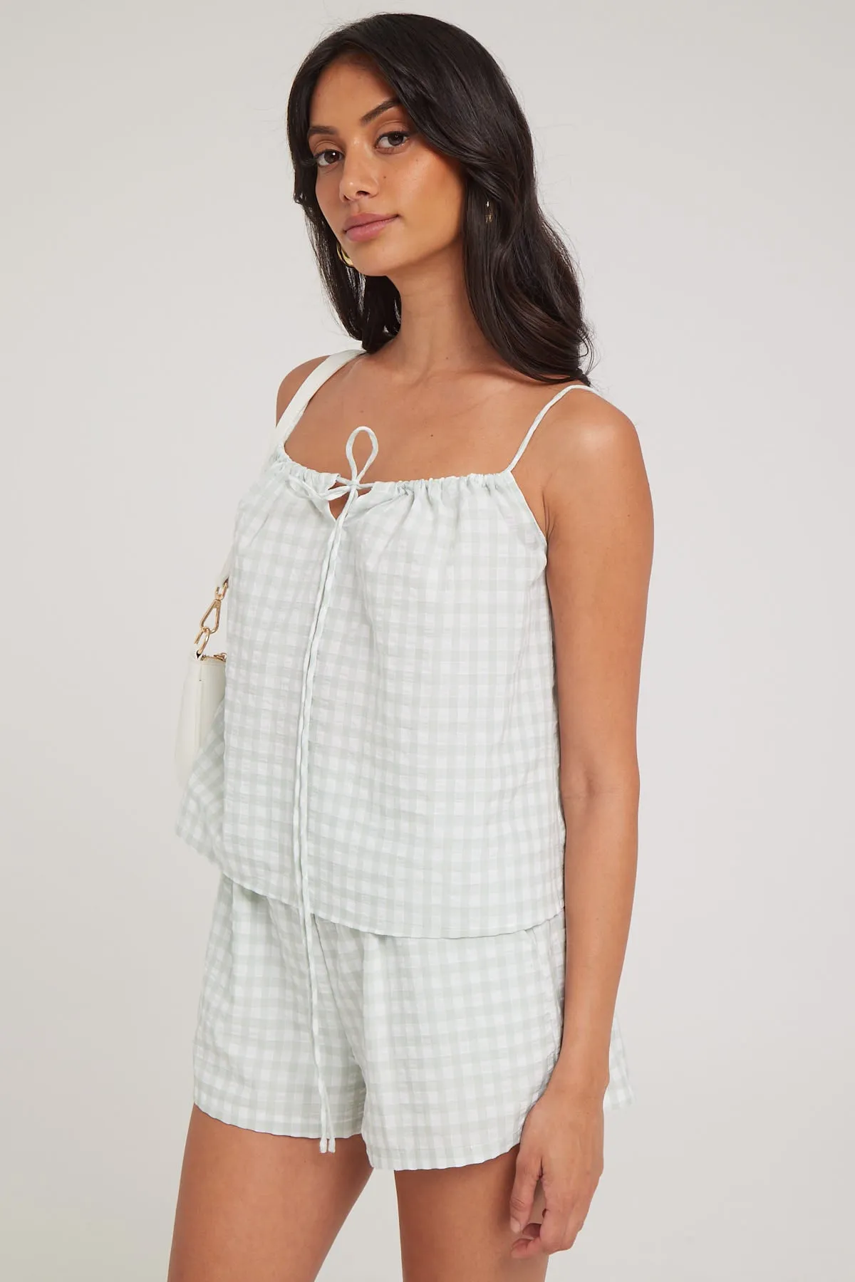 Luck & Trouble Gretta Gingham Cami Green Print