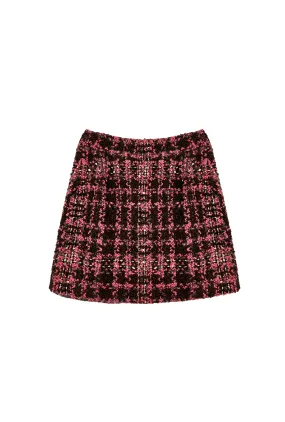 Maggie Mini Skirt - Chocolate Tweed