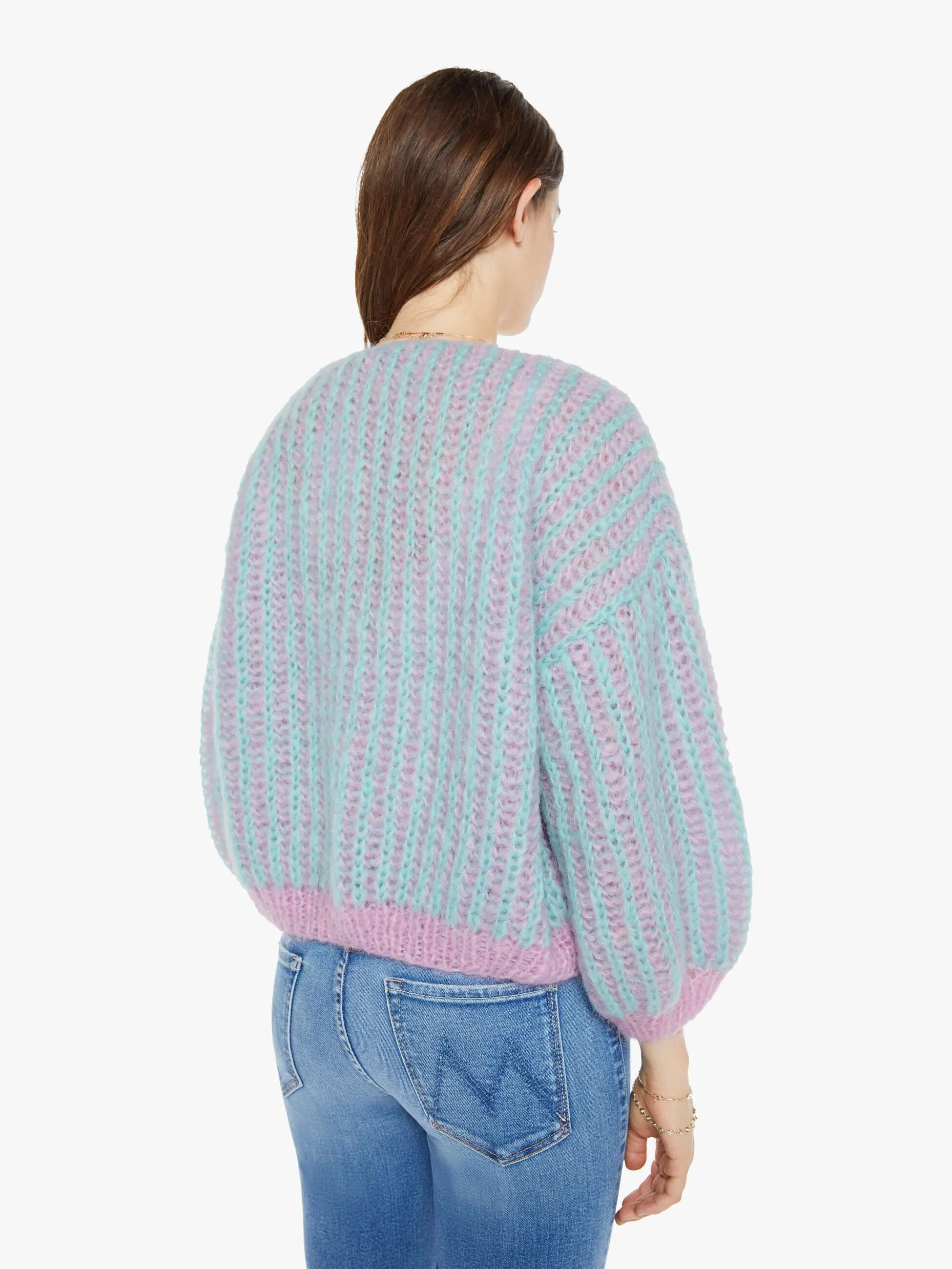 Maiami Mohair Brioche Bomber Cardigan - Rose-Mint