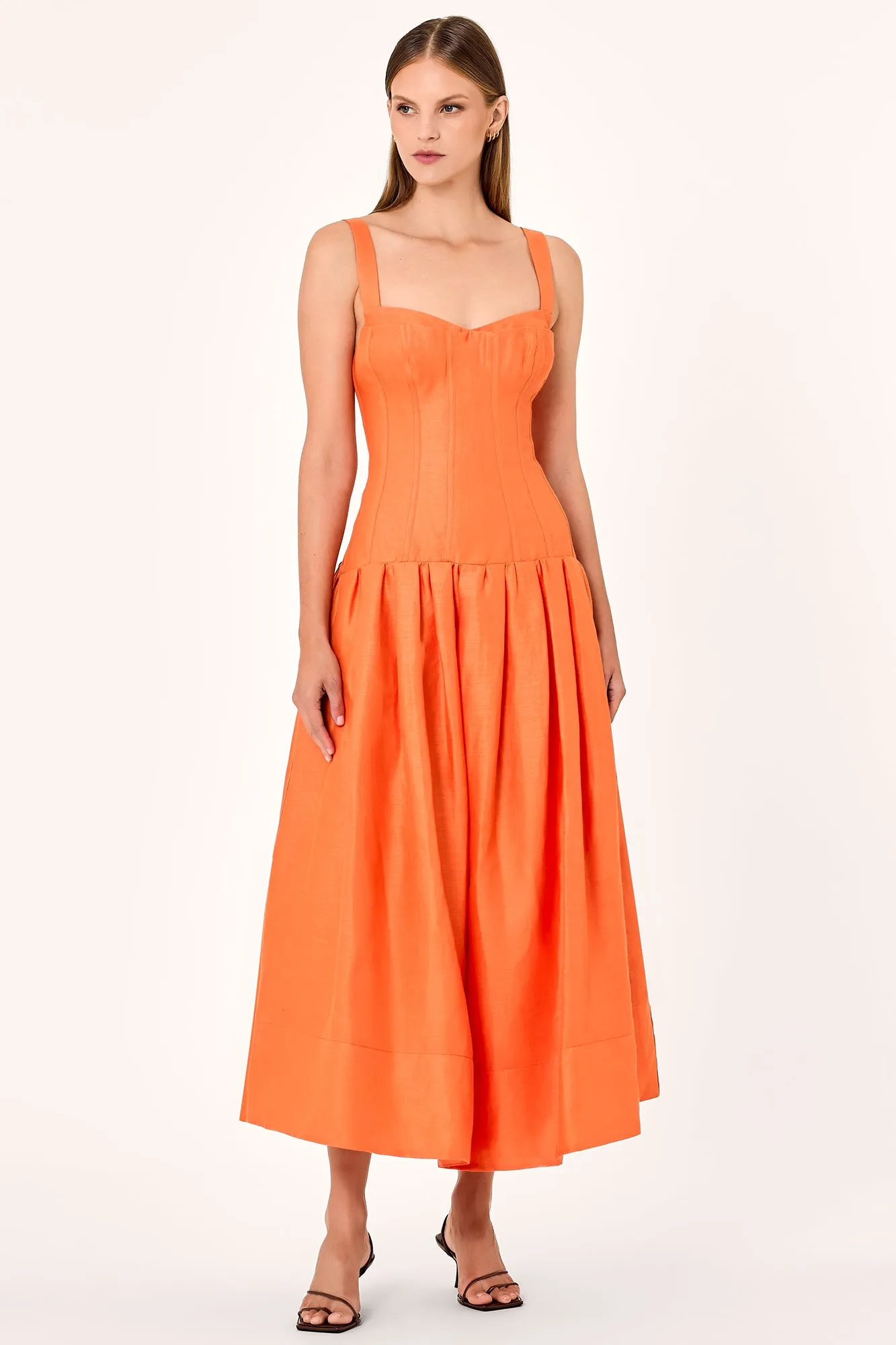 MAKENNA DROP WAIST CORSET MIDI DRESS - Mango