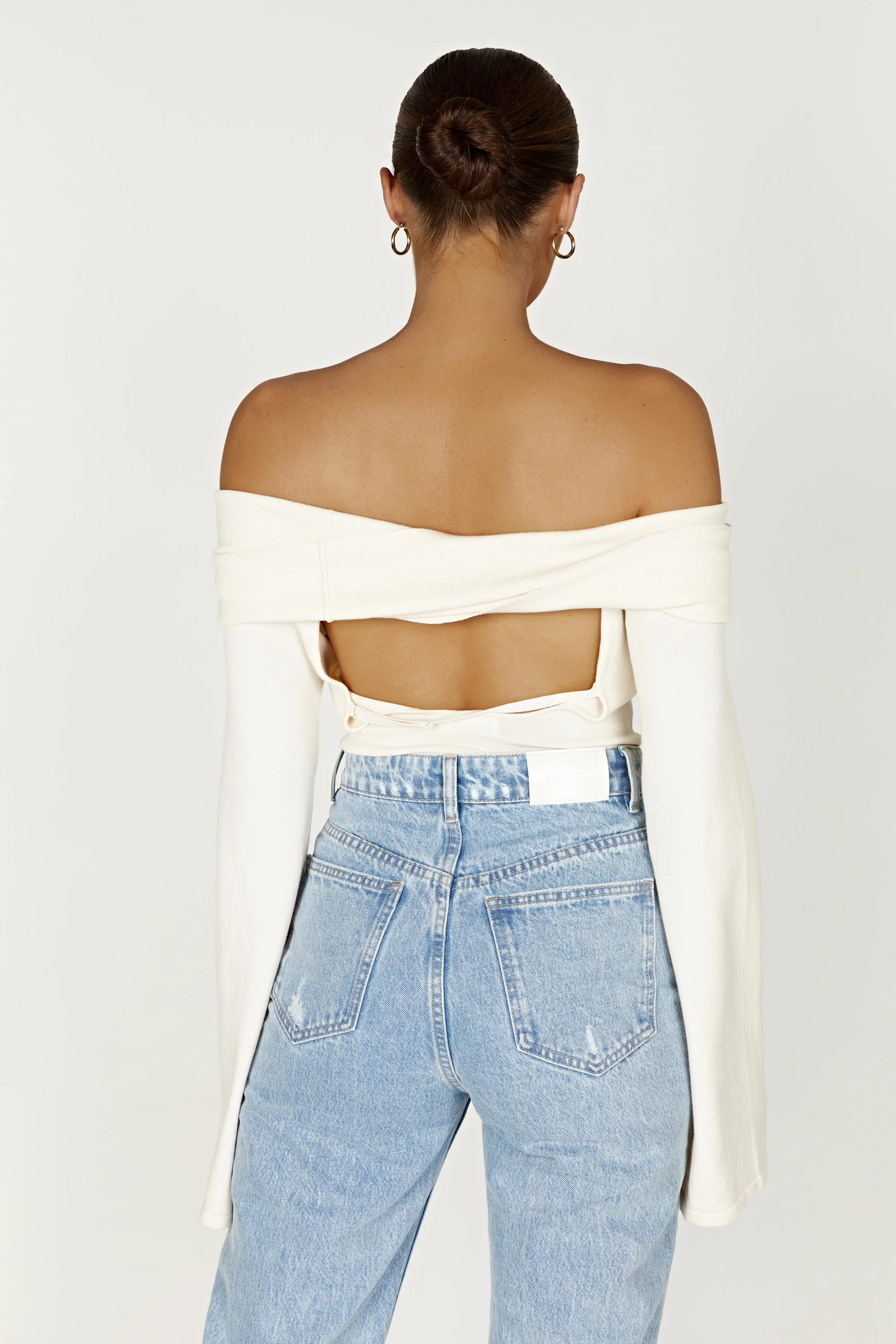 Marlisa Off Shoulder Twist Top - Ivory