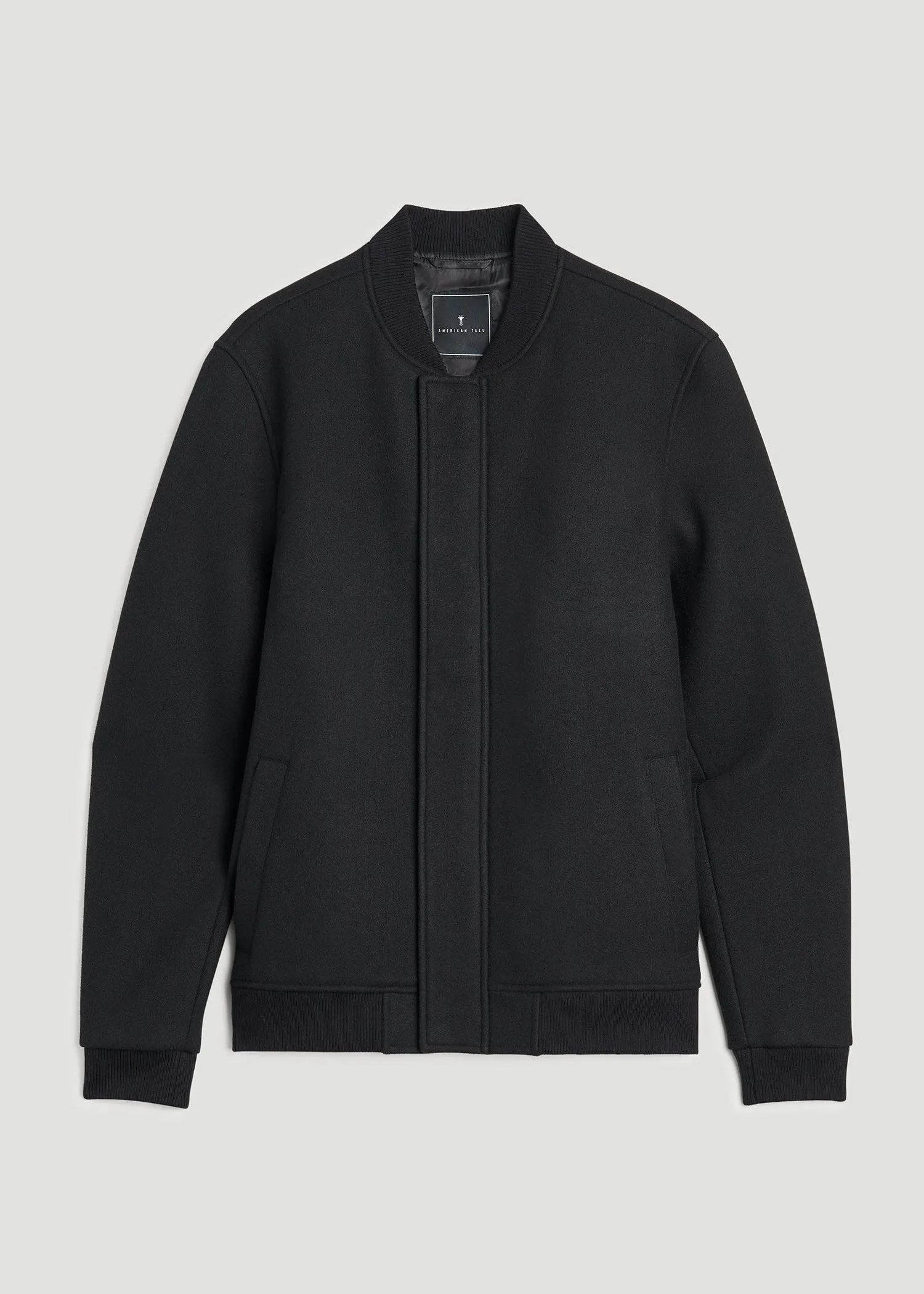 Melton Varsity Jacket for Tall Men in Black