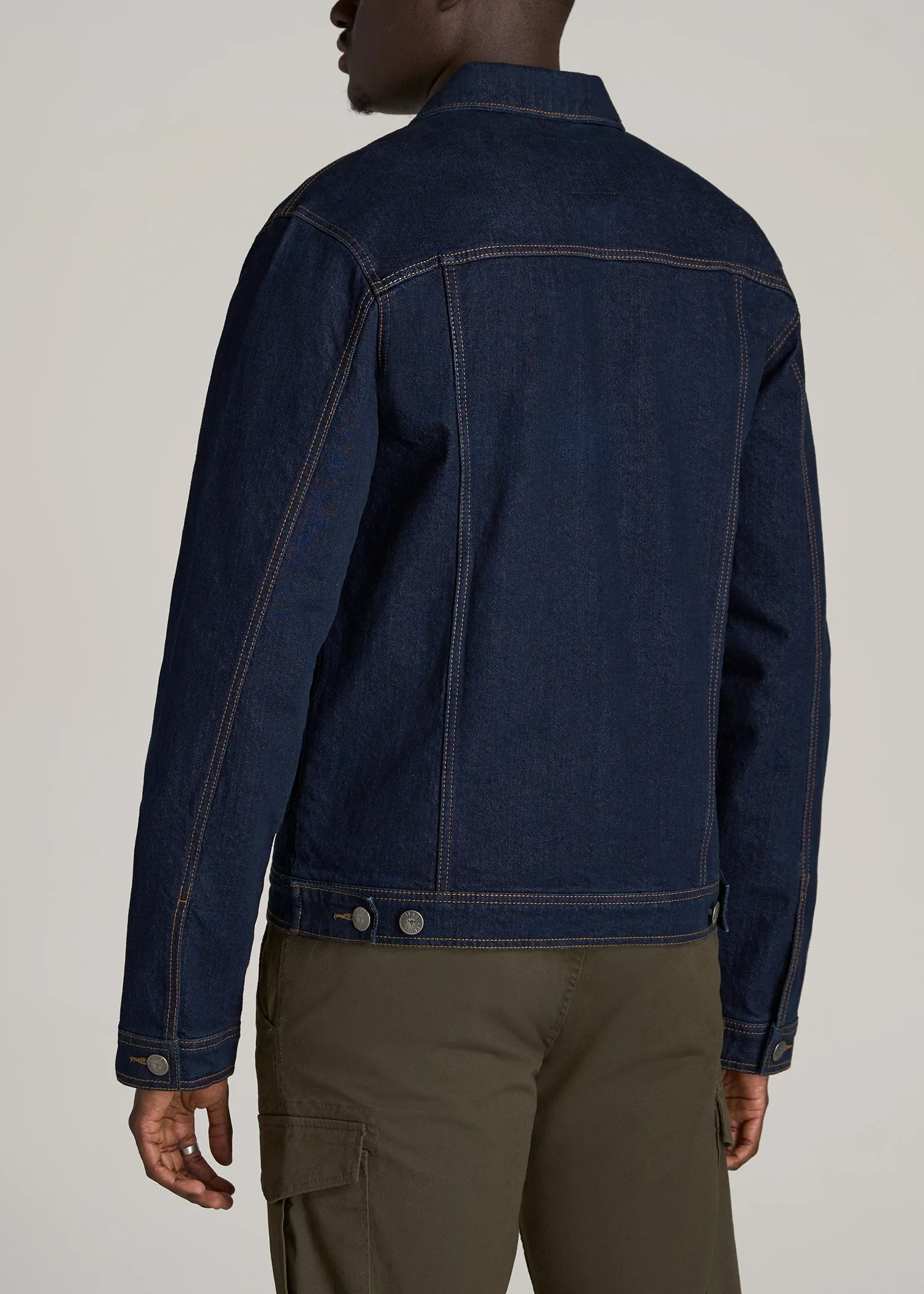 Men's Tall Denim Trucker Jacket in Raw Indigo