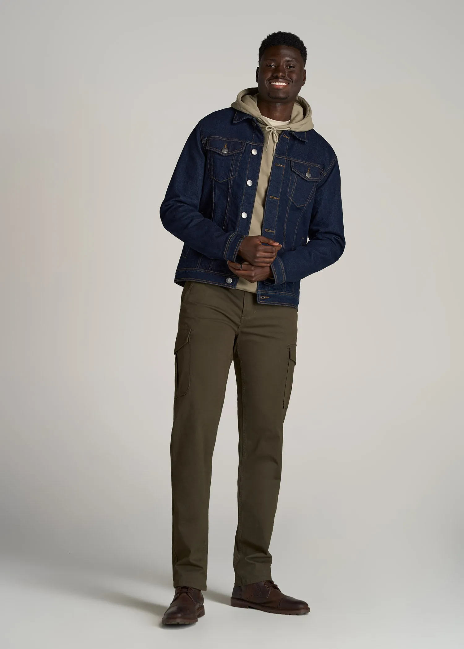 Men's Tall Denim Trucker Jacket in Raw Indigo