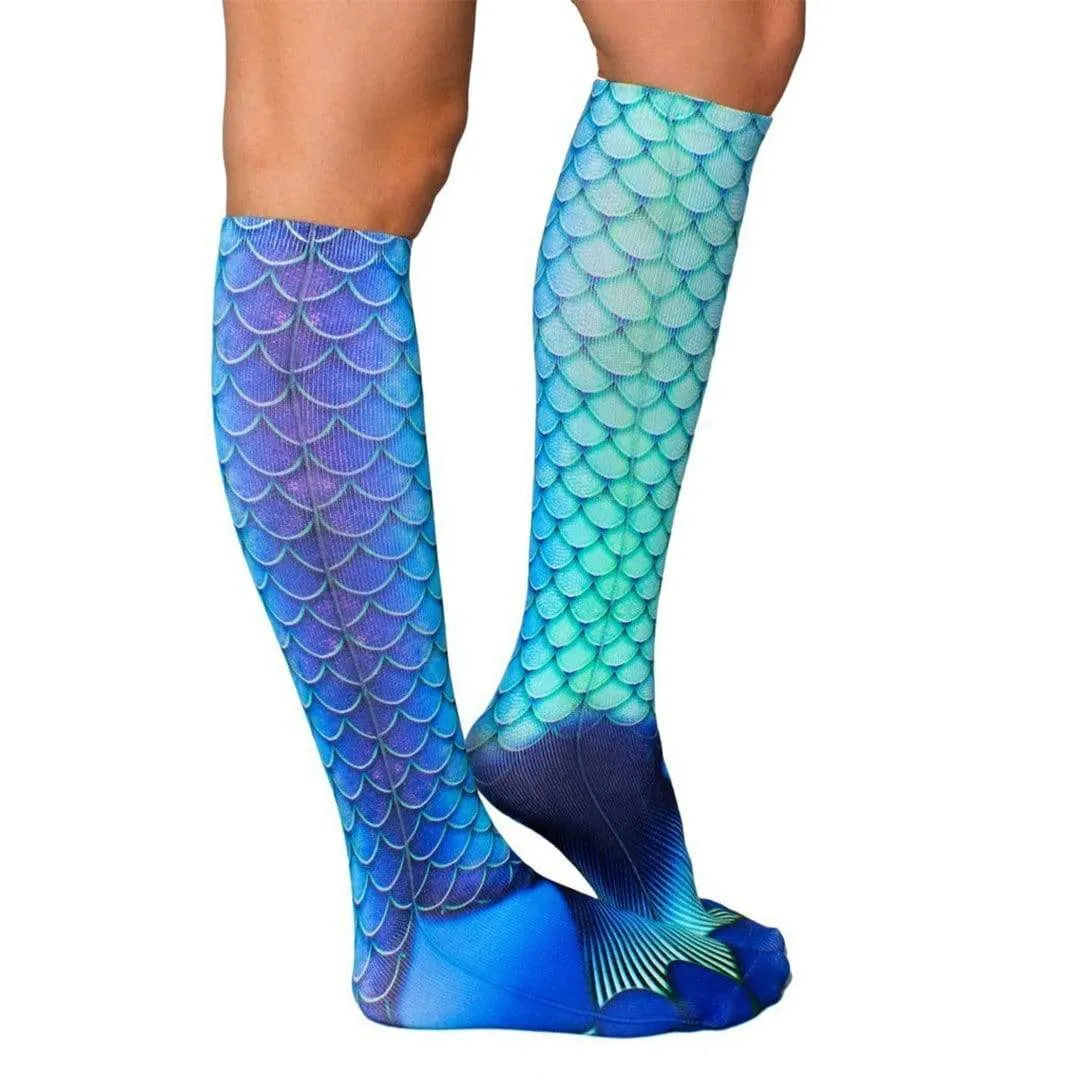 Mermaid Blue Sock  Knee High Sock