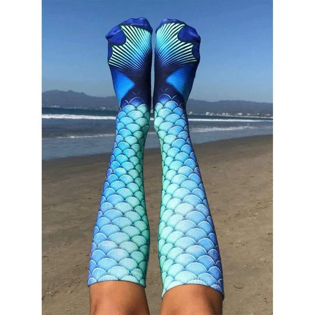 Mermaid Blue Sock  Knee High Sock