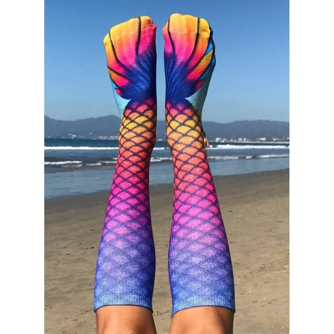 Mermaid Orange Socks Knee High Sock