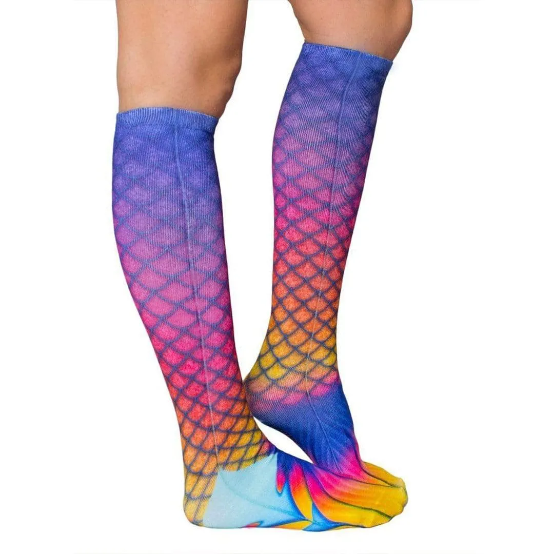 Mermaid Orange Socks Knee High Sock