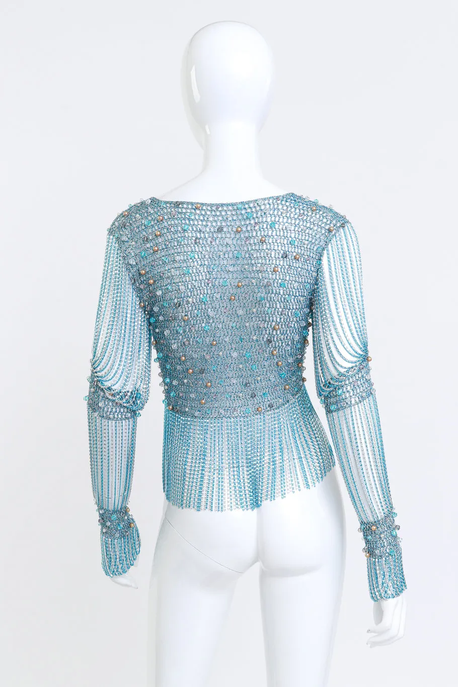 Metallic Crochet Knit Bead & Chain Crop Top