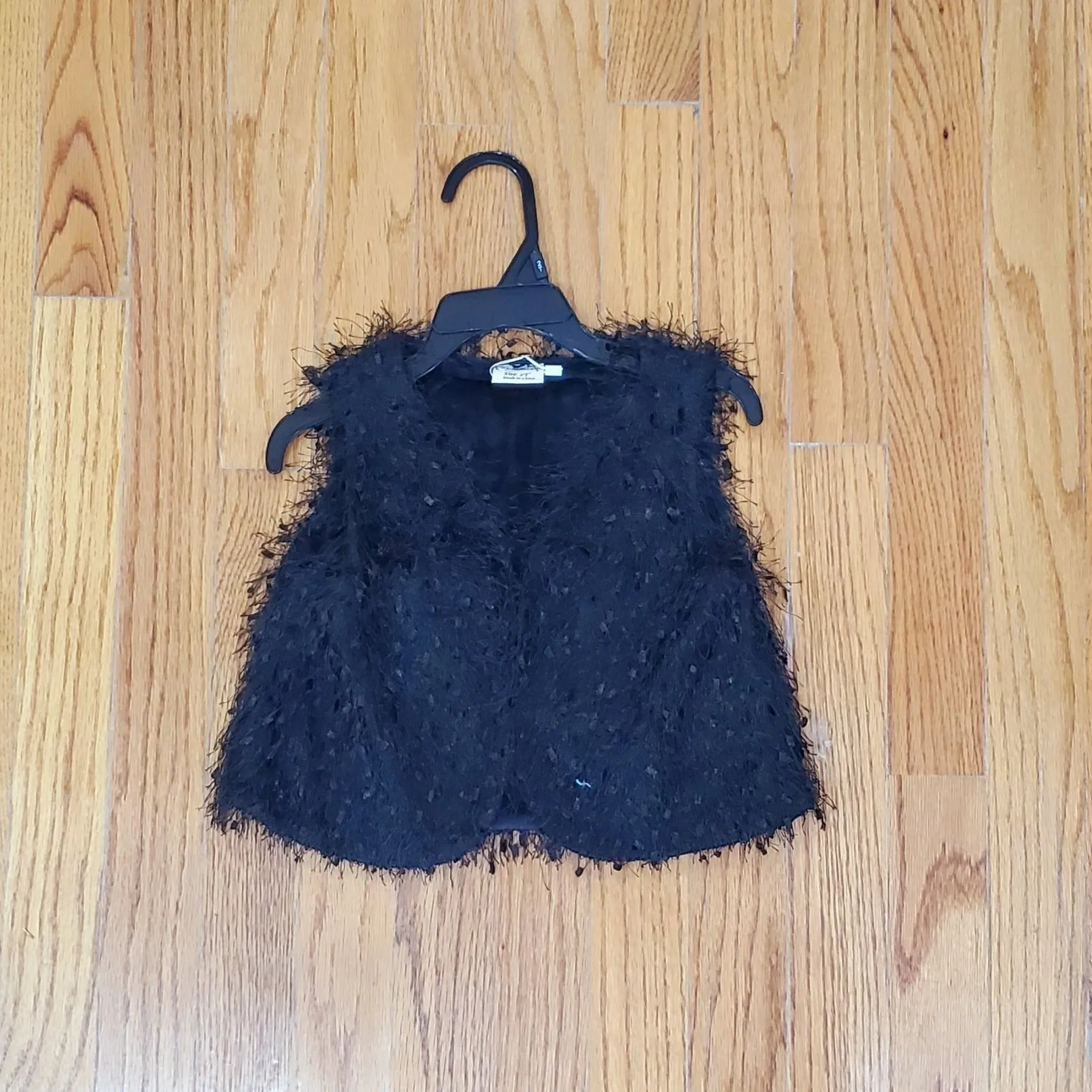 ML Kids Black Shaggy Crop Vest