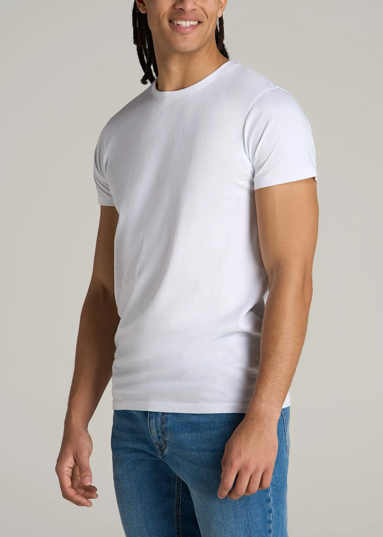 MODERN-FIT Garment Dyed Cotton Men's Tall T-Shirt in White