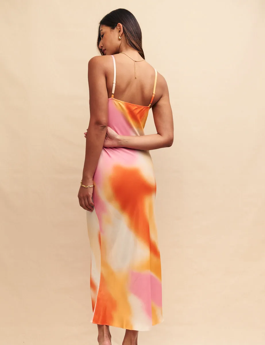 Multi Tie Dye Satin Ida Maxi Dress