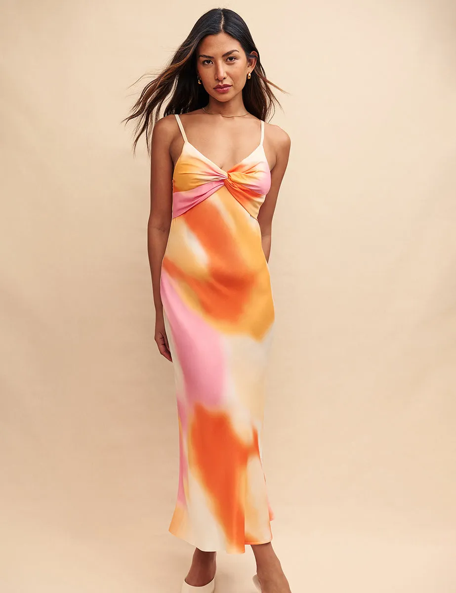 Multi Tie Dye Satin Ida Maxi Dress