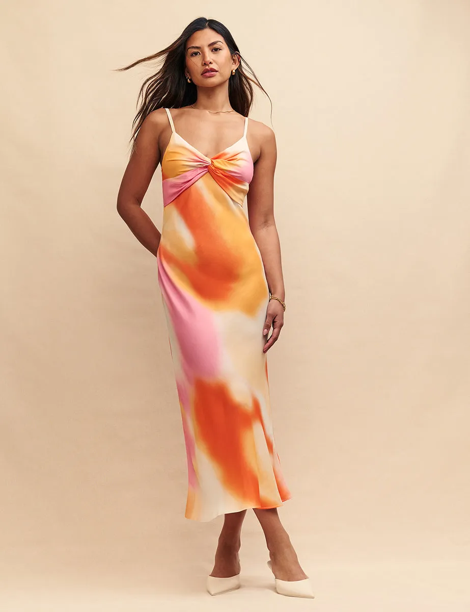 Multi Tie Dye Satin Ida Maxi Dress