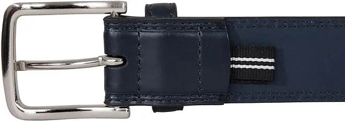 Nautica Men's Bold Fashion and Dress Double Stitch Leather Belt with Metal Buckle