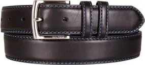 Nautica Men's Bold Fashion and Dress Leather Belt with Metal Buckle