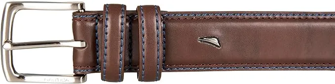 Nautica Men's Bold Fashion and Dress Leather Belt with Metal Buckle