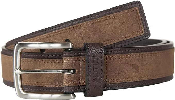 Nautica Men's Casual Overlay, Bold Fashion and Dress Leather Belt with Metal Buckle