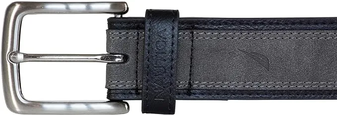 Nautica Men's Casual Overlay, Bold Fashion and Dress Leather Belt with Metal Buckle