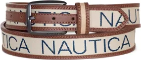 Nautica Men's Fashion Signature & Casual Overlay Leather Belts