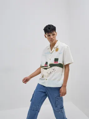 Nuon Off-White Applique-Detailed Relaxed-Fit Cotton Shirt