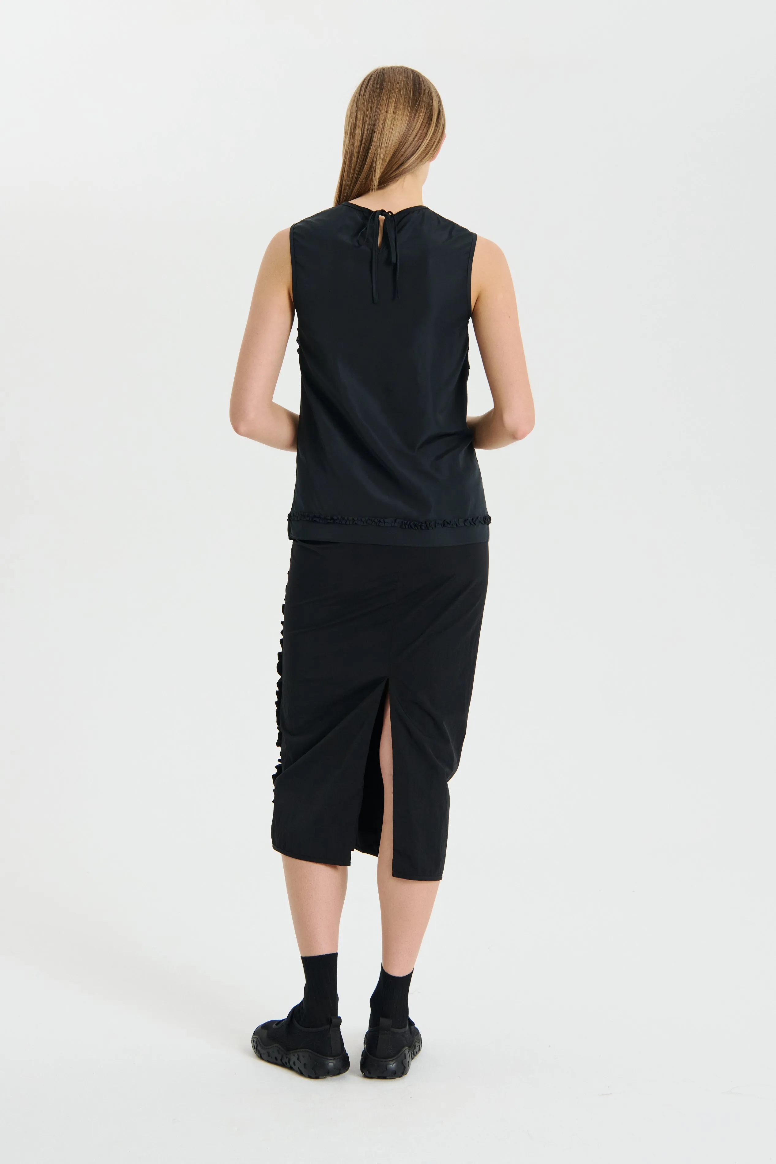 OKSANA | TOP RECYCLED FAILLE BLACK