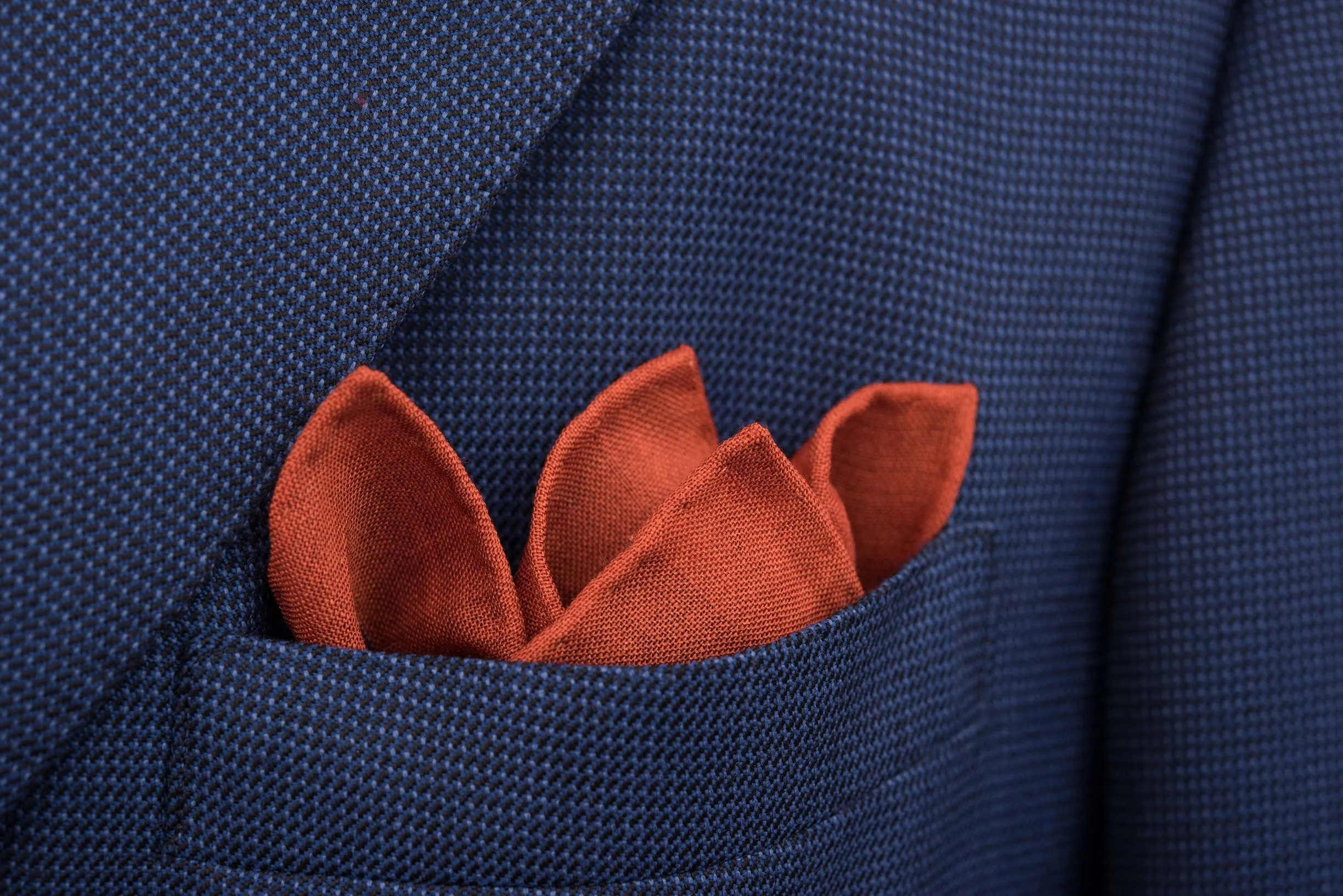 Orange Medallion Silk Wool Pocket Square