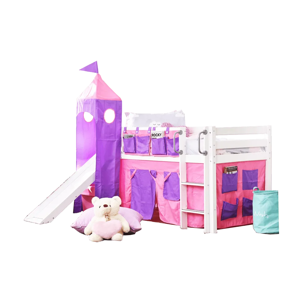 Oslo Basics Emily Mid Sleeper with Slide, Tower and Curtains