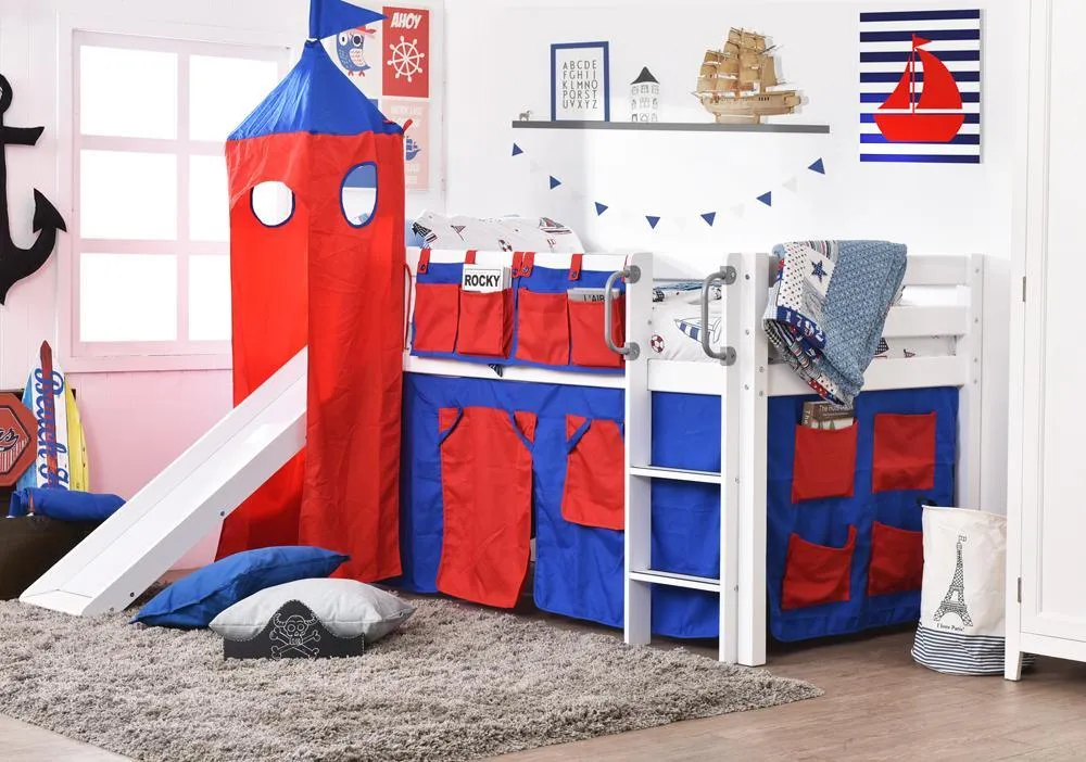 Oslo Basics Jersey Mid Sleeper with Slide, Tower and Curtains