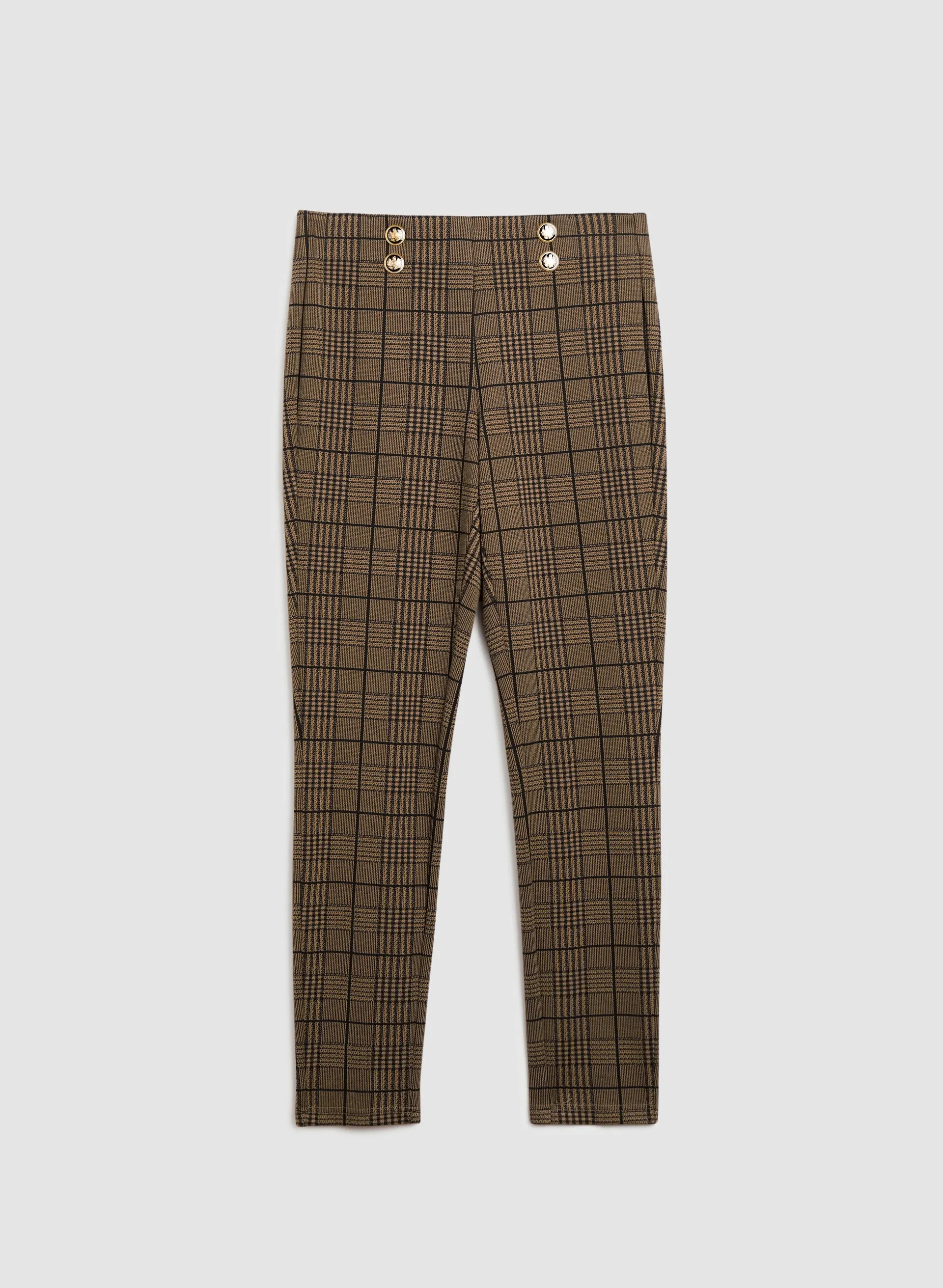 Plaid Motif Pull-On Pants