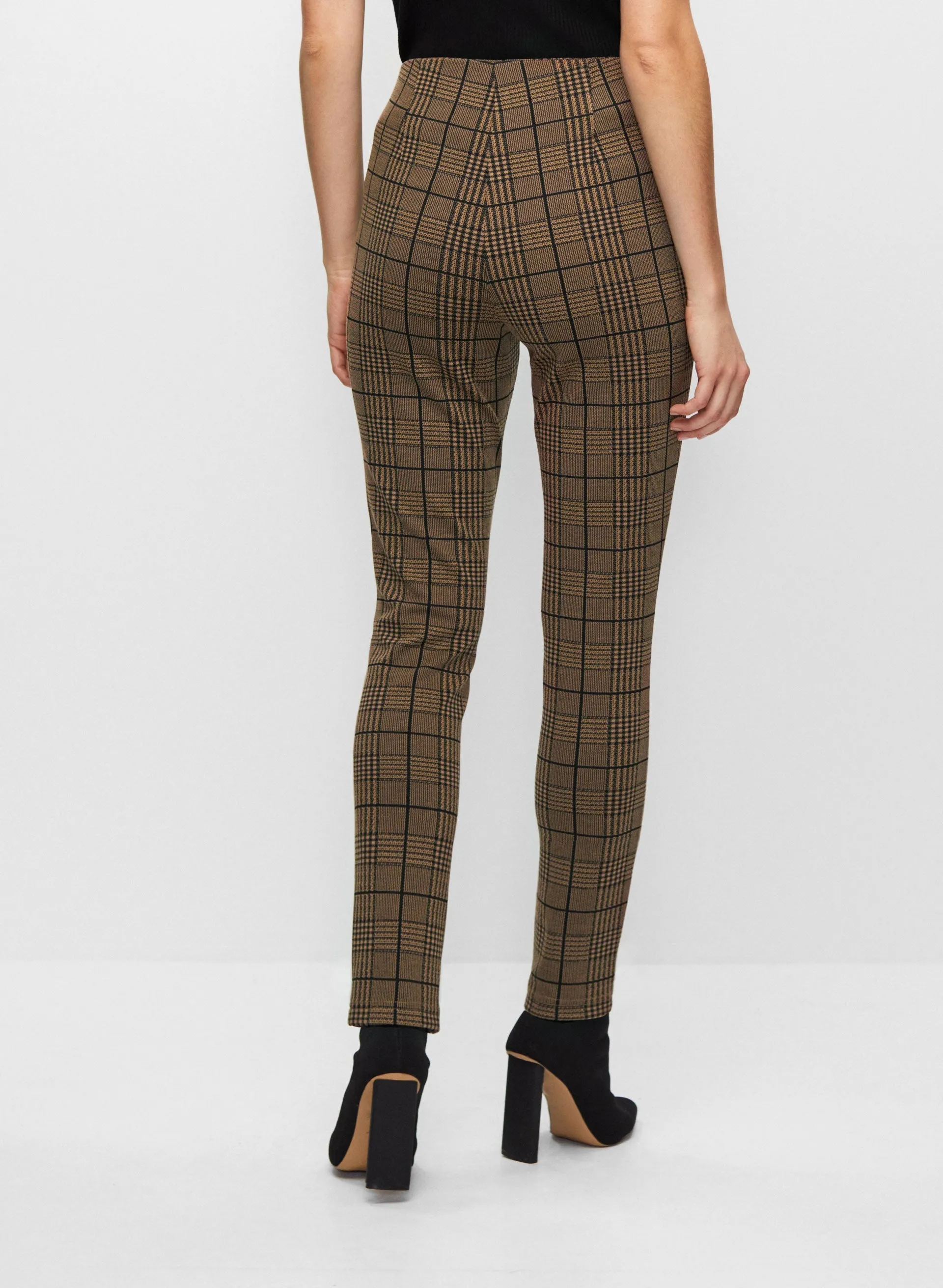 Plaid Motif Pull-On Pants