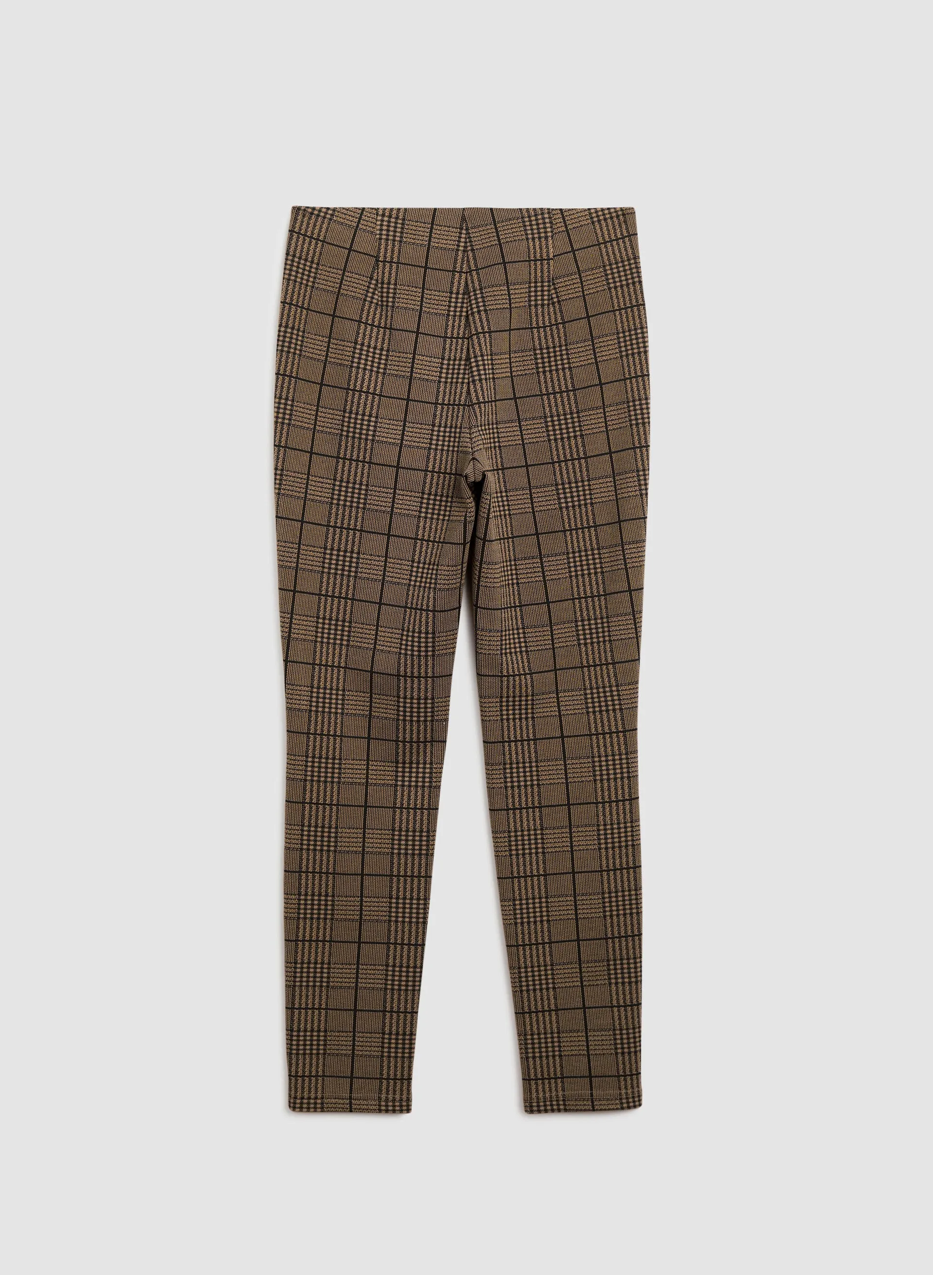 Plaid Motif Pull-On Pants