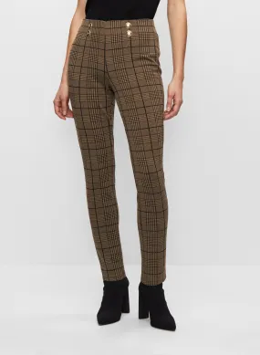 Plaid Motif Pull-On Pants