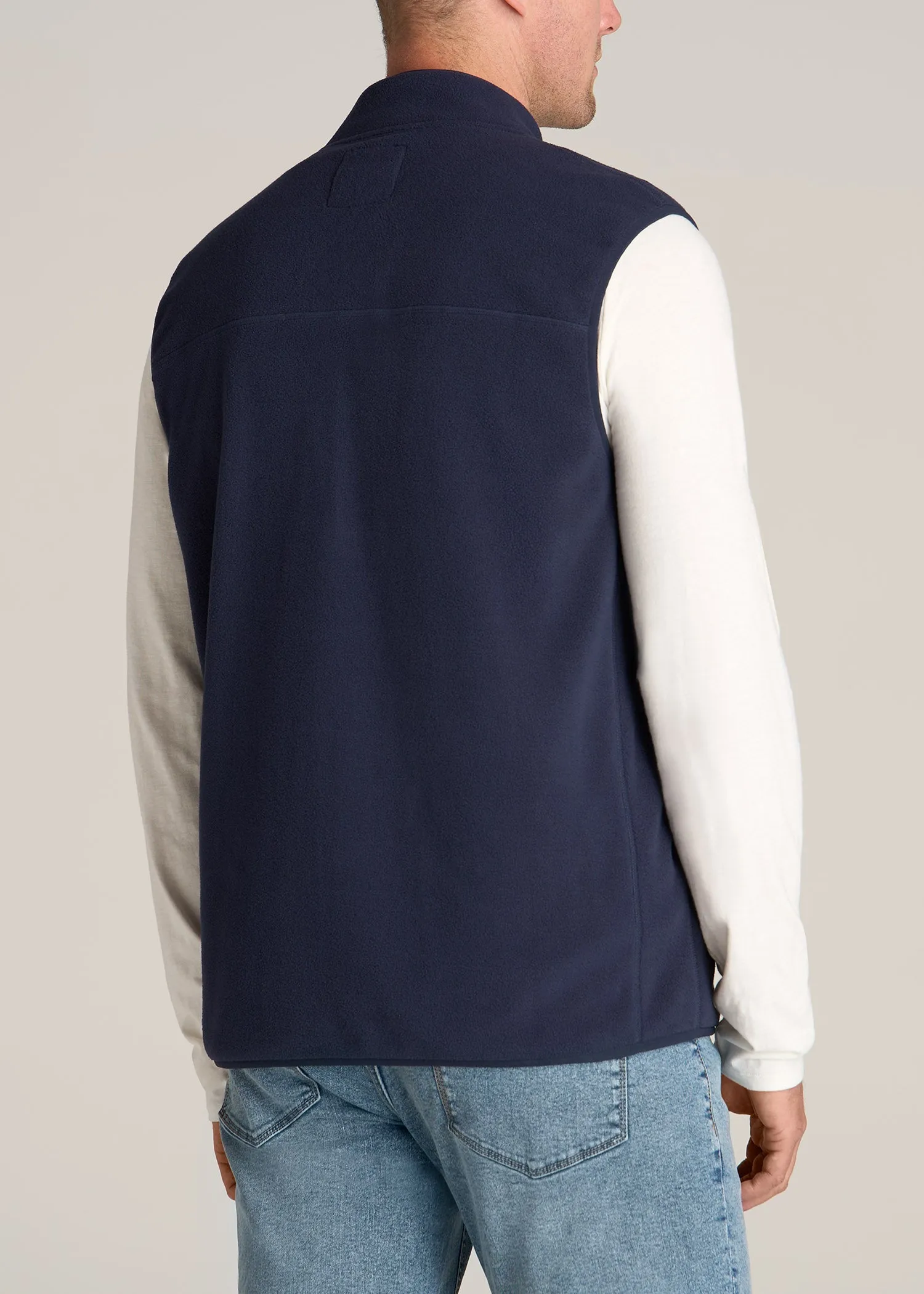 Polar Fleece Sweater Full Zip Vest for Tall Men in Regal Blue