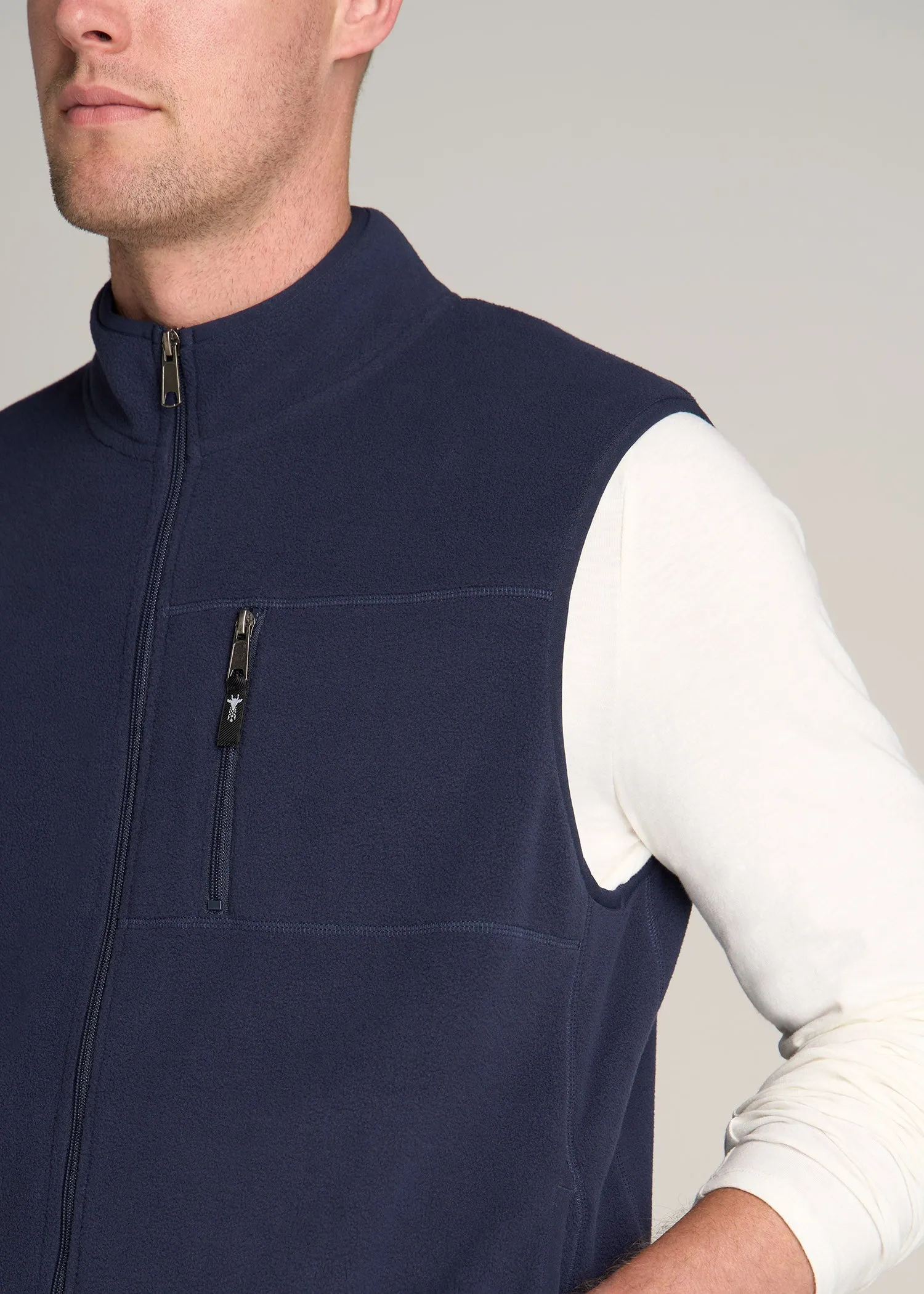 Polar Fleece Sweater Full Zip Vest for Tall Men in Regal Blue