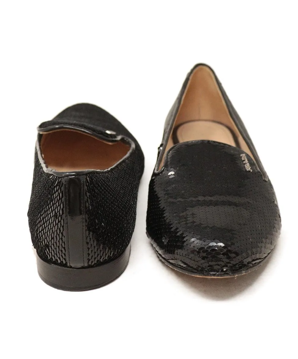 Prada Black Sequin Flats sz 10