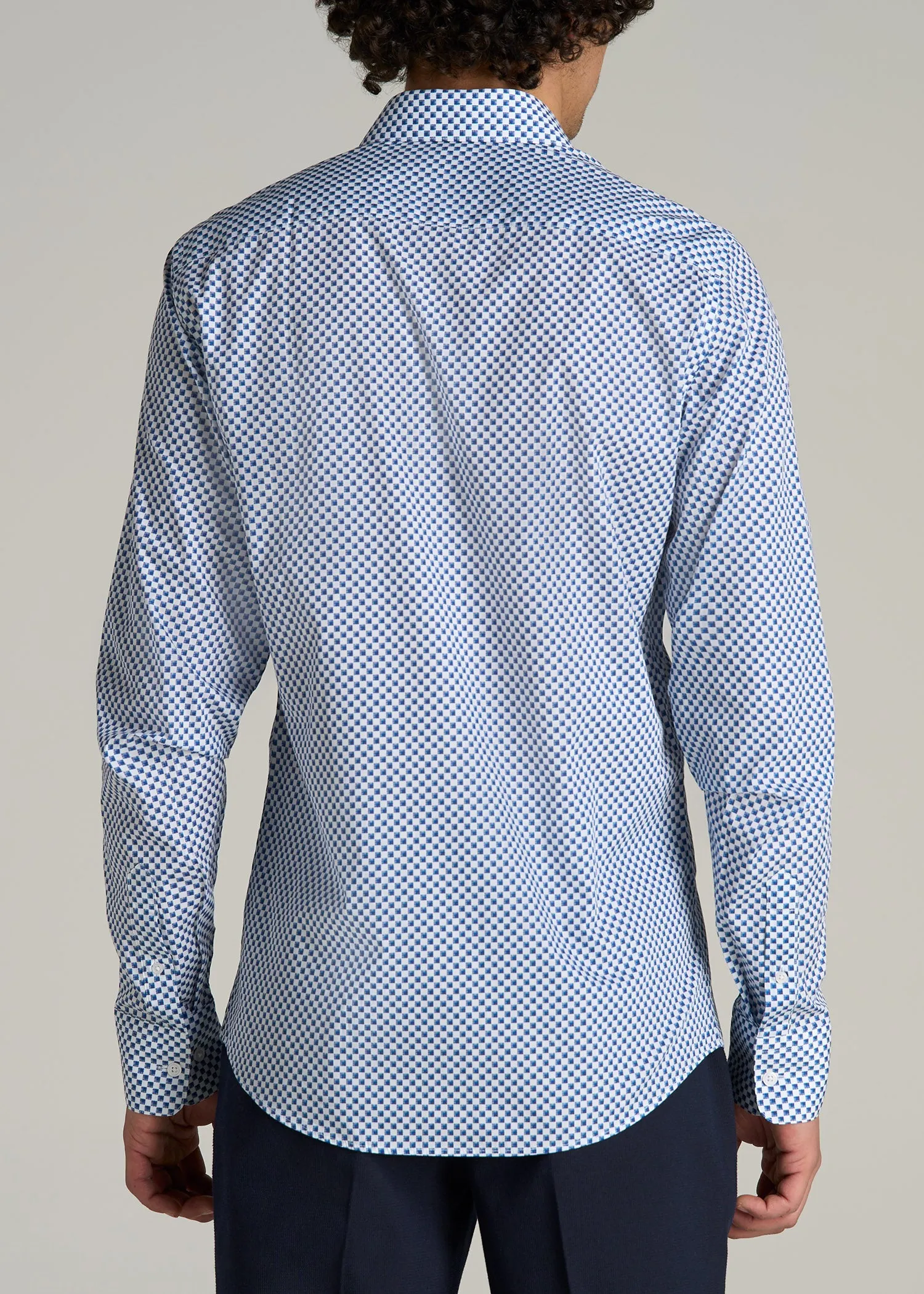 Premium Dress Shirt for Tall Men in Blues Check