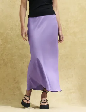 Purple Satin Slip Mila Midi Skirt