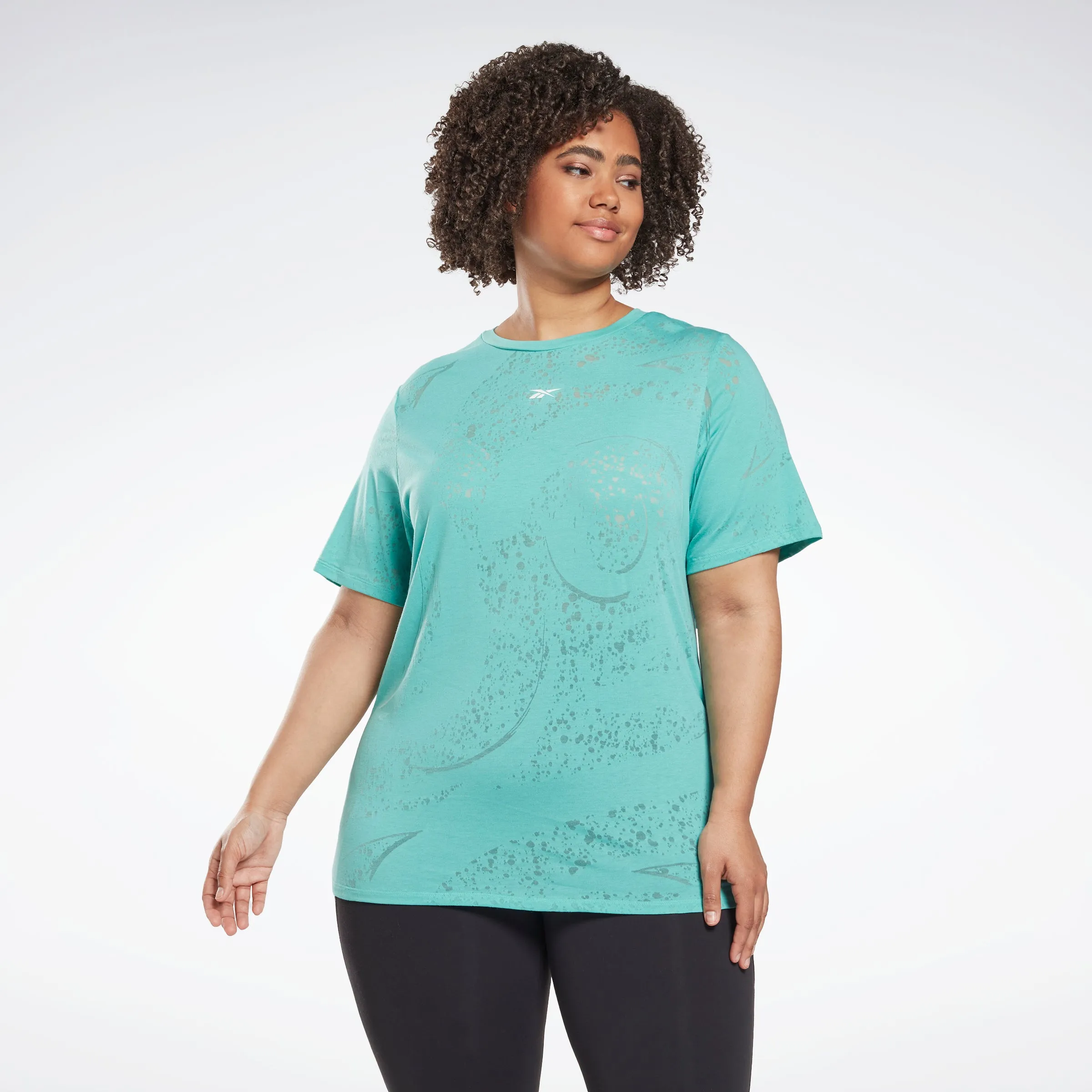 Reebok Apparel Women Burnout T-Shirt (Plus Size) Semi Classic Teal