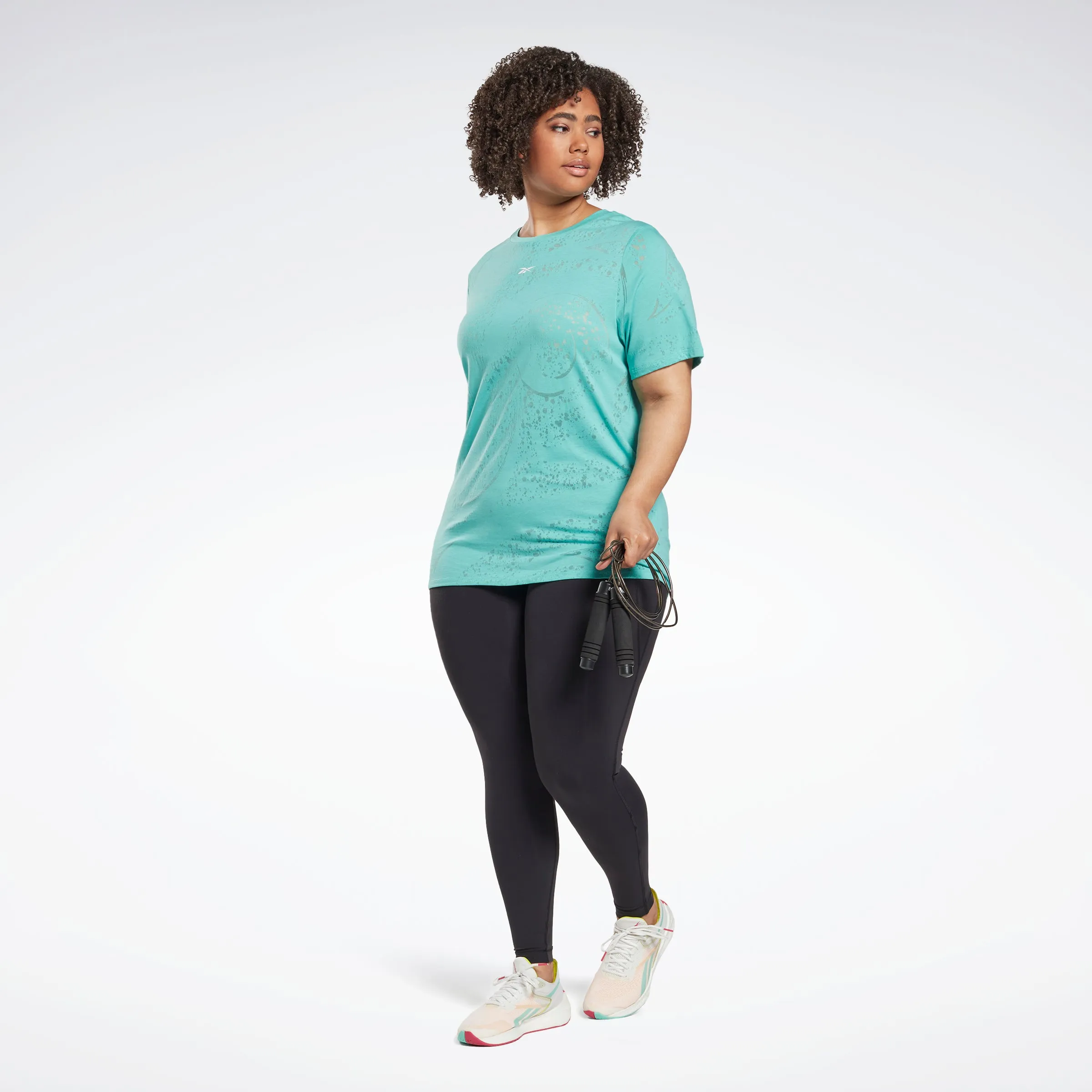 Reebok Apparel Women Burnout T-Shirt (Plus Size) Semi Classic Teal