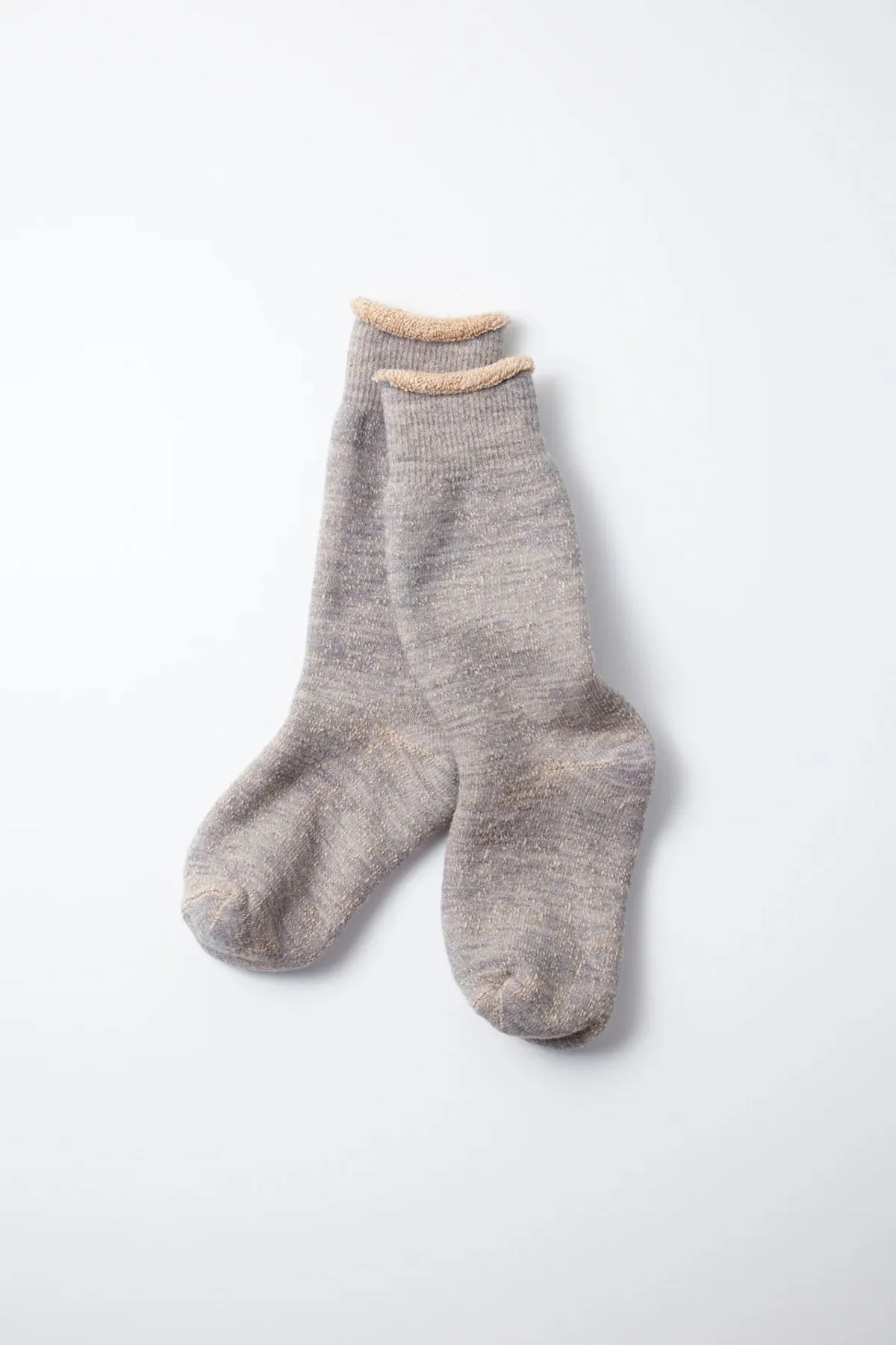 ROTOTO Double Face Crew Socks Brown Cotton