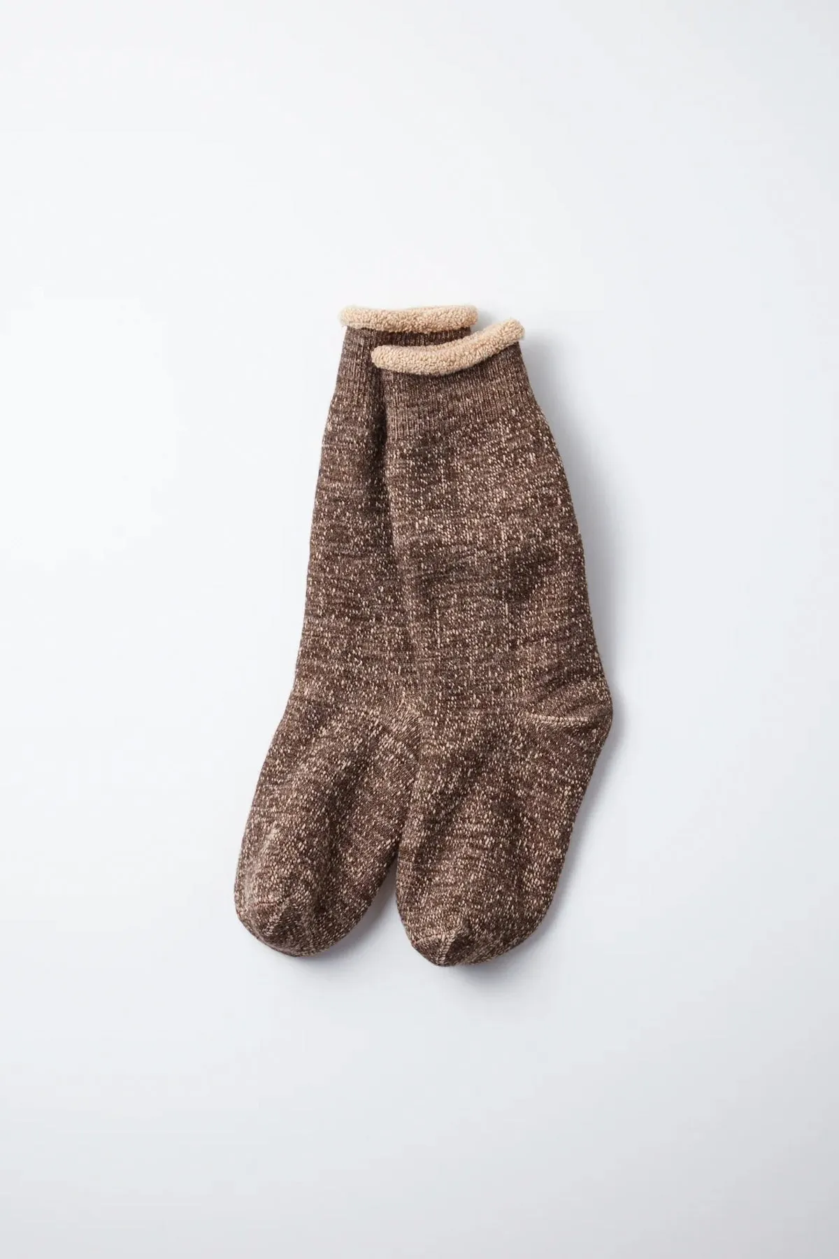 ROTOTO Double Face Crew Socks Brown Cotton