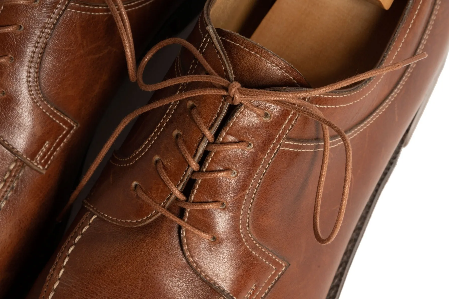 Round Dark Cognac Waxed Cotton Shoelaces