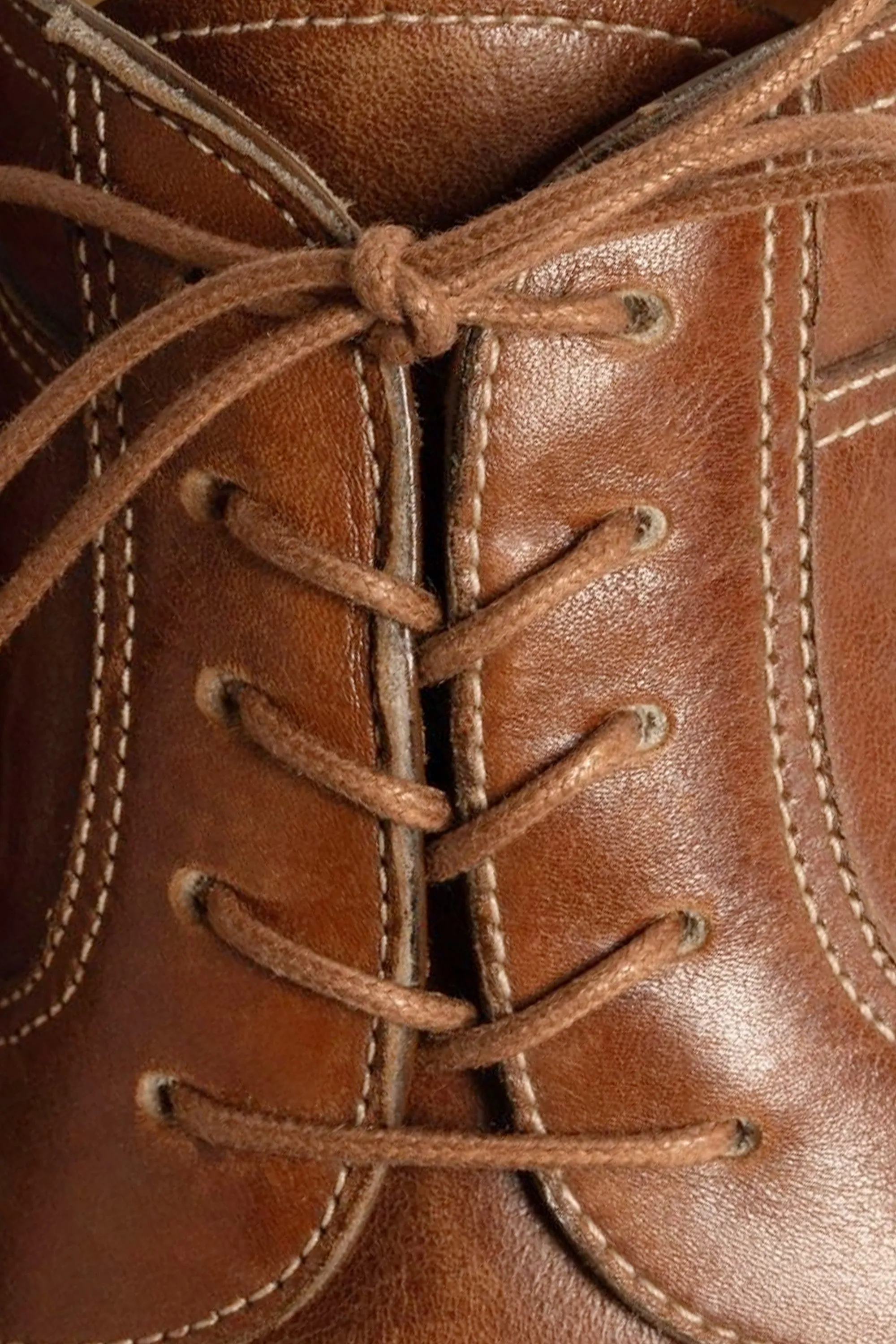 Round Dark Cognac Waxed Cotton Shoelaces