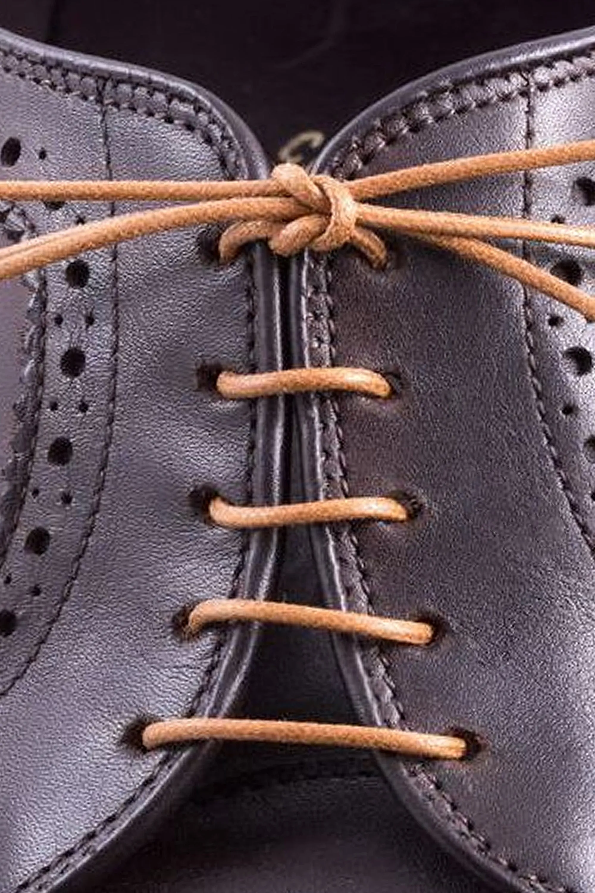 Round Light Brown Waxed Cotton Shoelaces