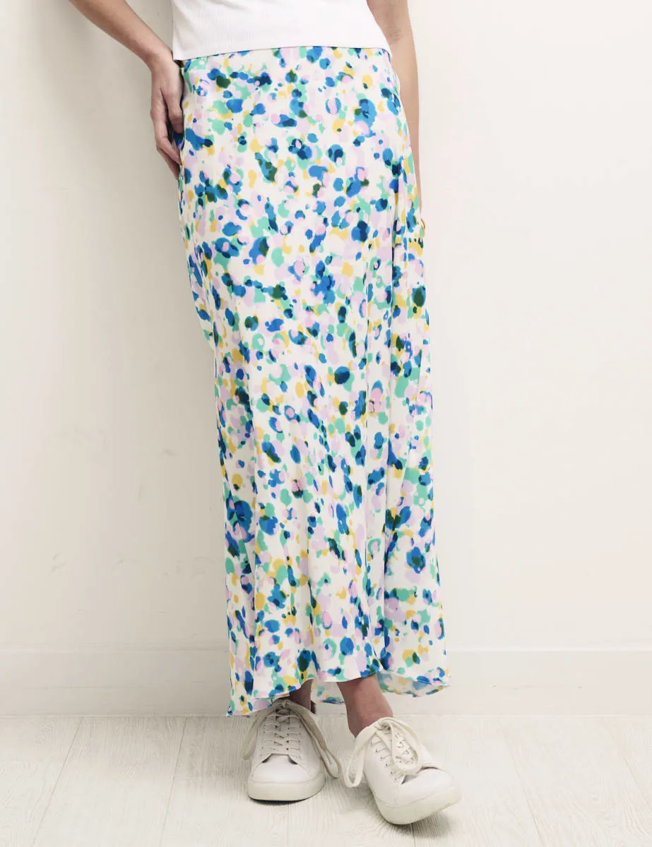 Scattered Spot Print Satin Slip Mila Midi Skirt