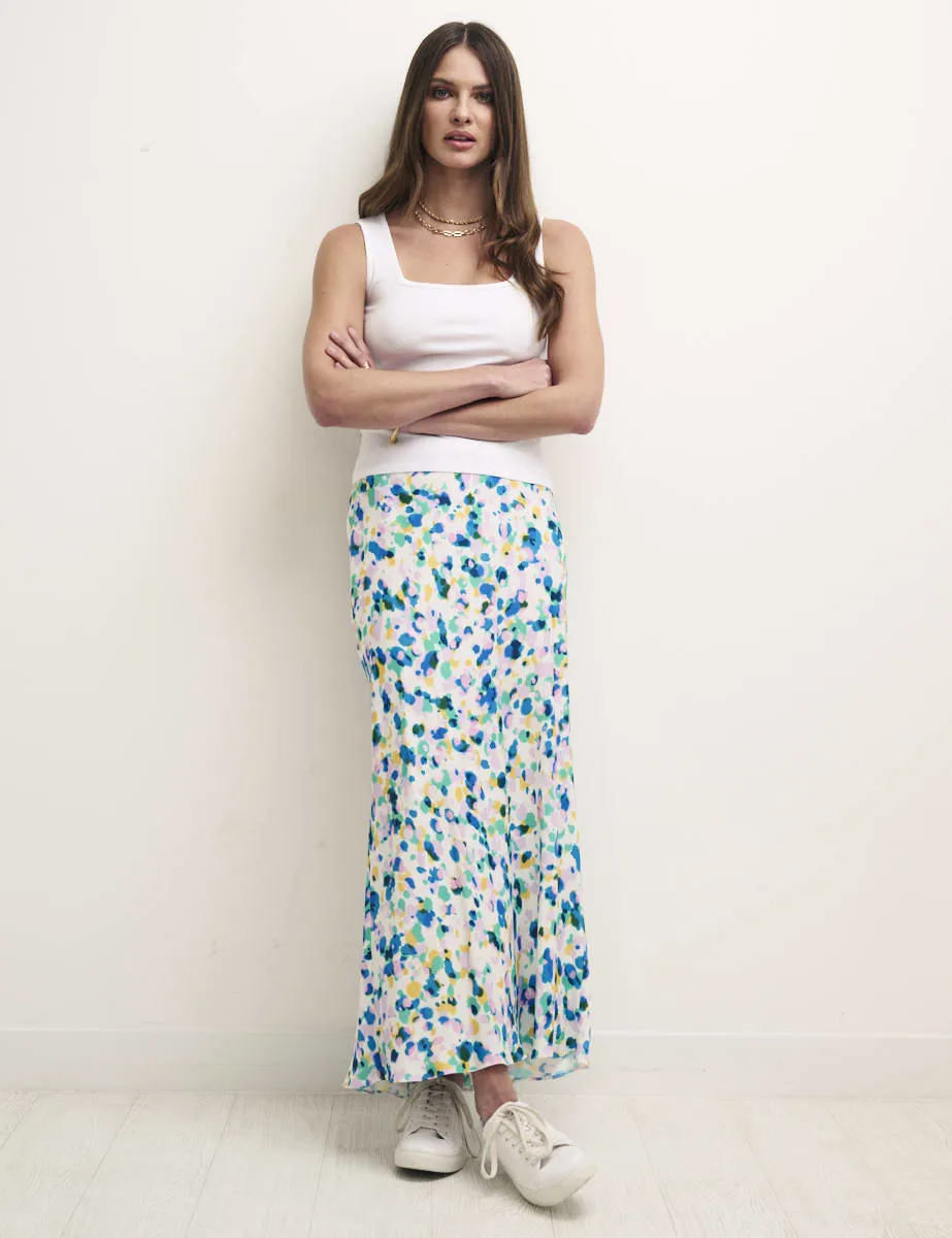 Scattered Spot Print Satin Slip Mila Midi Skirt