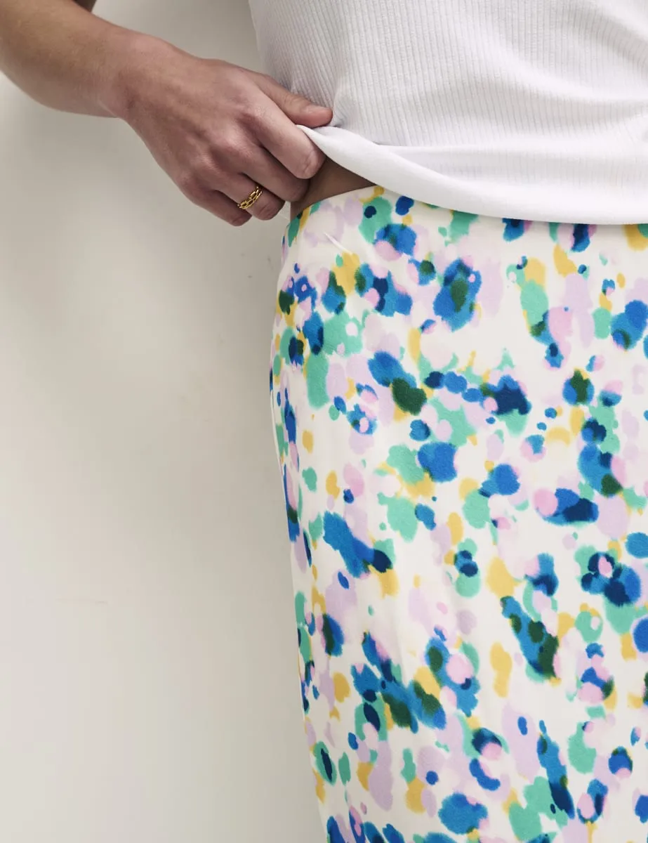 Scattered Spot Print Satin Slip Mila Midi Skirt