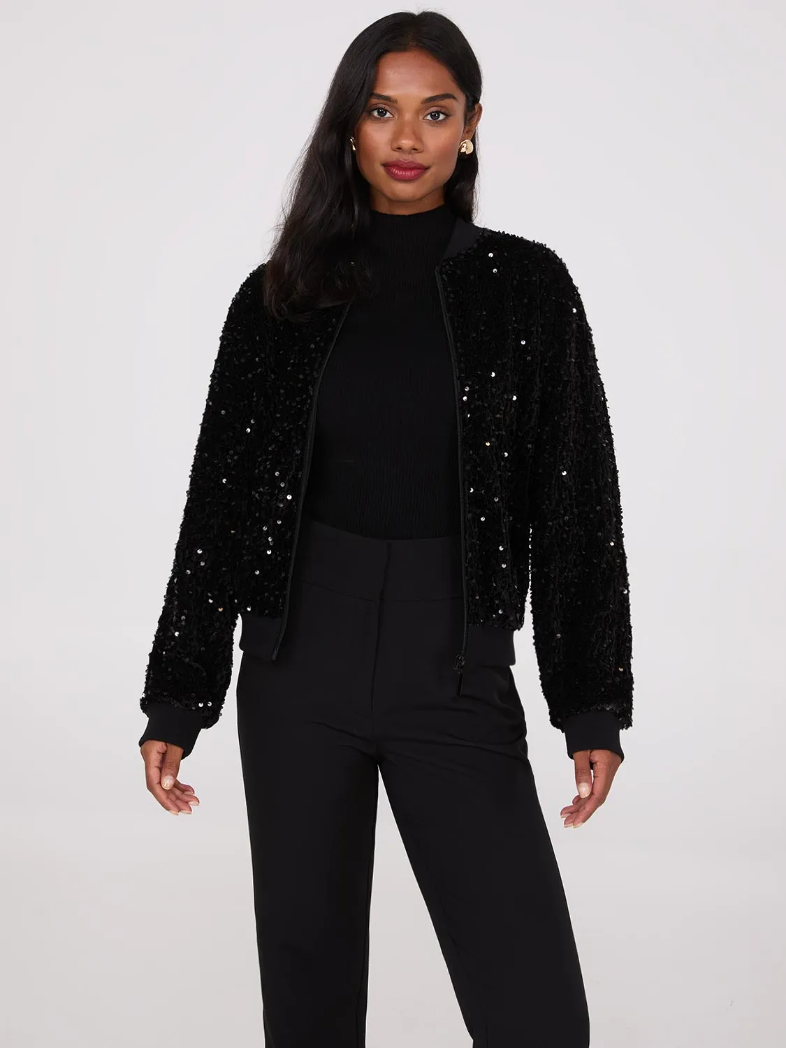 Sequin Velvet Bomber Jacket